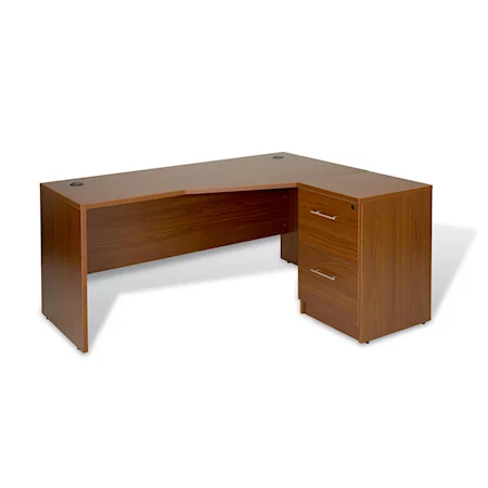 Corner L-Shape Desk With Two Right Side File Drawers